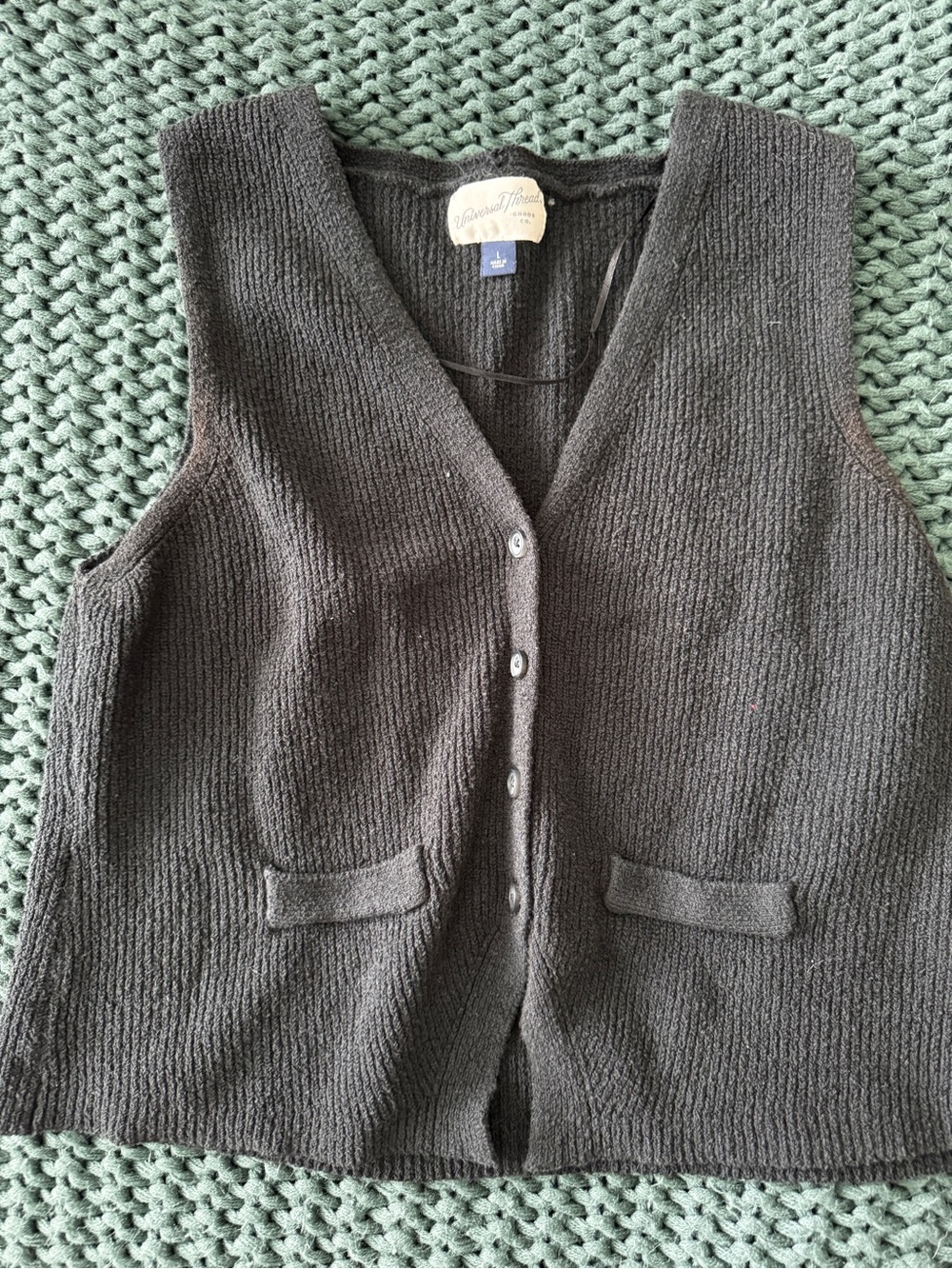 Universal Thread Black Knit Button-Front Tank